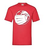 Erde mit Mundschutz Männer T-Shirt Rot XXL