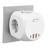 4 Fach Steckdosenwürfel, Würfel Mehrfachsteckdose mit USB,3680W Cube...