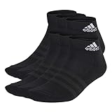 adidas Unisex Cushioned Sportswear Ankle Socks 6 Pairs, Black/White, 40-42
