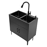 Mqwdxzfes 75x41cm Spültisch Freistehend, Edelstahl Waschbecken Spüle mit...