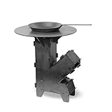 Czaja Raketenofen mit 5 mm Grillplatte & Eisen-Bratpfanne – Robuster Premium...