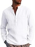 Runcati Herren Leinenhemd Langarm Baumwolle Leinen Shirt Männer Freizeithemd...