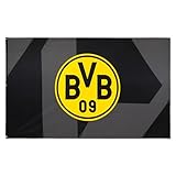 BVB Hissfahne Schwarz 250x150cm - Große Borussia Dortmund Flagge mit Emblem,...