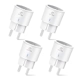 Alexa Steckdose 4er Pack, EIGHTREE Smart WLAN Steckdose mit Strommessung 16A,...