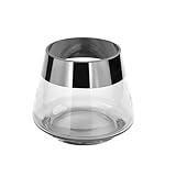 Fink Teelichthalter Ø 11 cm aus Glas transparentes Windlicht mit silbernem Rand