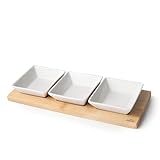 Lacor - 61240 - Bambustablett, Snackschale aus 100% Bambus und Porzellan, 3...