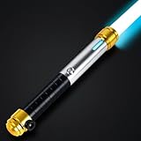 ELESKOCO Motion Control Duell Lichtschwert, Smooth Swing Infinite RGB 16 Farben Lichtschwert | Premium Metallgriff Lichtschwerter mit 16 Sound Fonts Lightsaber für Erwachsene Geschenk, Schwarz