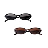 Werownsgso 2 Stück Vintage Oval Sonnenbrille, 90er Retro Sonnenbrillen, Vintage...