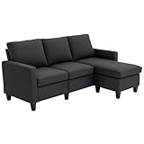HOMCOM Ecksofa mit Schlaffunktion, L-Form Sofa mit Bettkasten, Couch mit Kissen,...