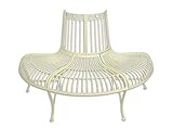Decoratie Bank Gartenbank Parkbank halbrund alt-weiß Eisen Vintage Look 133,8...