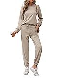REORIA Damen Tracksuit Langarm Rundhalsausschnitt Einfarbig Zweiteiler Outfit...
