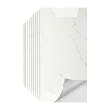 Fliesenaufkleber Marmor Weiß - 60 x 30 cm - Selbstklebende Fliesen 10 Stück -...