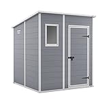 Keter Manor Pent 6x6 Gartenhaus, Außenmaße: 183cm x 185cm x 200cm, Innenmaße:...