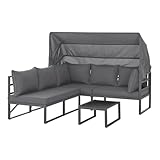 SVITA Maui Gartenmöbel-Lounge-Set mit Dach Outdoor-Sofa Strandkorb-Sonneninsel...