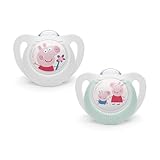 NUK Peppa Pig Star Silikon-Schnuller, kiefergerecht, 0-6 Monate, BPA-frei, 2...