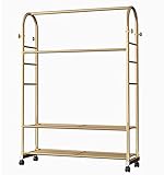 Goldenes mobiles Lagerregal mit Rädern – freistehendes Steckbrett für...