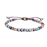 Uwiyo Edelstein Armband Damen, 4mm verstellbar Edelstein Armband Handgefertigt...