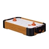 Relaxdays Airhockey Tischspiel, Tischairhockey mit Gebläse, Holz-Optik,...