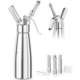 Newaner 500ml sahnespender, Sahnesyphon Aluminium mit 3 Edelstahl Deko-Düsen...