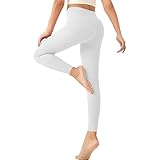 Geyuwoz Leggings Damen Baumwolle Lange Leggings Weiße Leggings Damen Blickdicht...