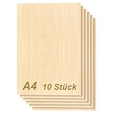 Tocome 10 Stück A4 Linde Sperrholzplatte 297 x 210 x 3mm Sperrholz Laserfähig...