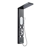 KEOKBON LED Duschpaneel mit Armatur Schwarz 5 Funktion, Regendusche 2...