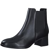 MARCO TOZZI Damen Chelsea Boots mit Lederanteil mit Absatz, Schwarz (Black), 39...