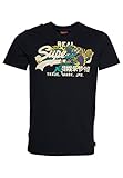 Superdry Herren T-Shirt mit japanischem Grafik-Logo Finster Marineblau L