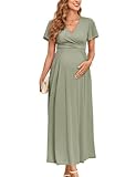 AISWI 2025 Damen Umstandskleid, Maxikleid, langärmelig, Wickelkleid,...