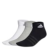 adidas Unisex Thin and Light Ankle Socks 3 Pairs, Medium Grey Heather / White /...