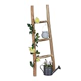 Relaxdays Dekoleiter, 90 cm hoch, Holzleiter Garten, 3 Sprossen, Kastanie,...