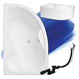 BADLAND Badewanne Original Weiß Acryl Wanne Eckbadewanne MEGA 160x105 Links...
