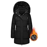 Tuopuda Winterjacke Damen Lang Wintermäntel Damen Warm Winter Fleece Gefüttert...