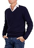 Marenza V-Ausschnitt Herren Langarm Kaschmir-Mischung Seide Made in Italy, blau,...