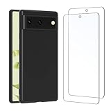 NEW'C Hülle für Google Pixel 6 - Ultra Thin Silikon Schwarz TPU Gel und 2 ×...