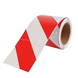 Rot Weißes Reflektorband, 10cm x 10m Hochintensives Reflektierendes Klebeband,...