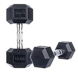 POWRX Pro Hexagon Hantel 2er Set 4-60kg - Gummierte Kurzhanteln Dumbbells mit...