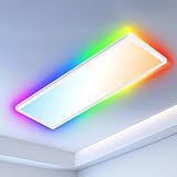 Deckenlampe Led Deckenleuchte Dimmbar Flach, mit RGB Backlight, Nachtlicht LED...