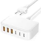 USB C Ladegerät Mehrfach Netzteil - 100W 6-Port Schnellladegerät PD 3.0...