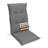 Gardissimo 'Premium Hochlehner grau, Gartenstuhlauflagen 120 x 50 x 8 cm Auflage...