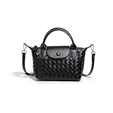 Waiyqju Kleine Größe, geflochtenes Luxus-Leder, mit Tragegriff oben, modisch,...
