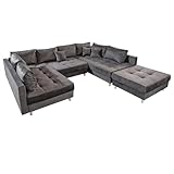 Riess Ambiente Moderne XXL Wohnlandschaft Kent 305cm grau Samt Bigsofa inkl....