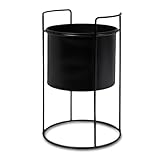 Spetebo Metall Übertopf mit Gestell schwarz - 26 x 16 cm - Pflanzenständer...