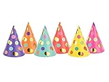 PartyDeco Hütchen Dots Mix 16cm 6 Stk. Geburtstagsfeier Geburtstagshüte Happy...