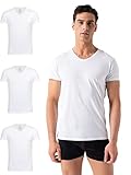 Burnell & Son Herren T-Shirt 3er Pack V-Ausschnitt Unterhemd Herren - Stretch -...