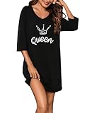 Bresdk Nachthemd Damen Kurzarm Schlafshirt Kurz Sleepshirt Baumwolle...