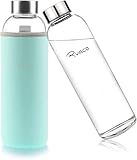 Ryaco Trinkflasche aus Glas 550ml/18oz,Glasflasche mit...