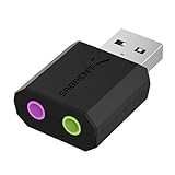 SABRENT USB Externe Soundkarte, USB auf Klinke 3,5mm, Kopfhörer auf Klinke,...