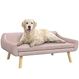 PawHut Hundesofa Katzensofa mit Rückenlehne, Hundecouch mit Holzbeine,...