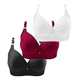 3er Pack BH Damen ohne Bügel Push Up Bequemer Baumwolle BH Set Frauen Sexy...